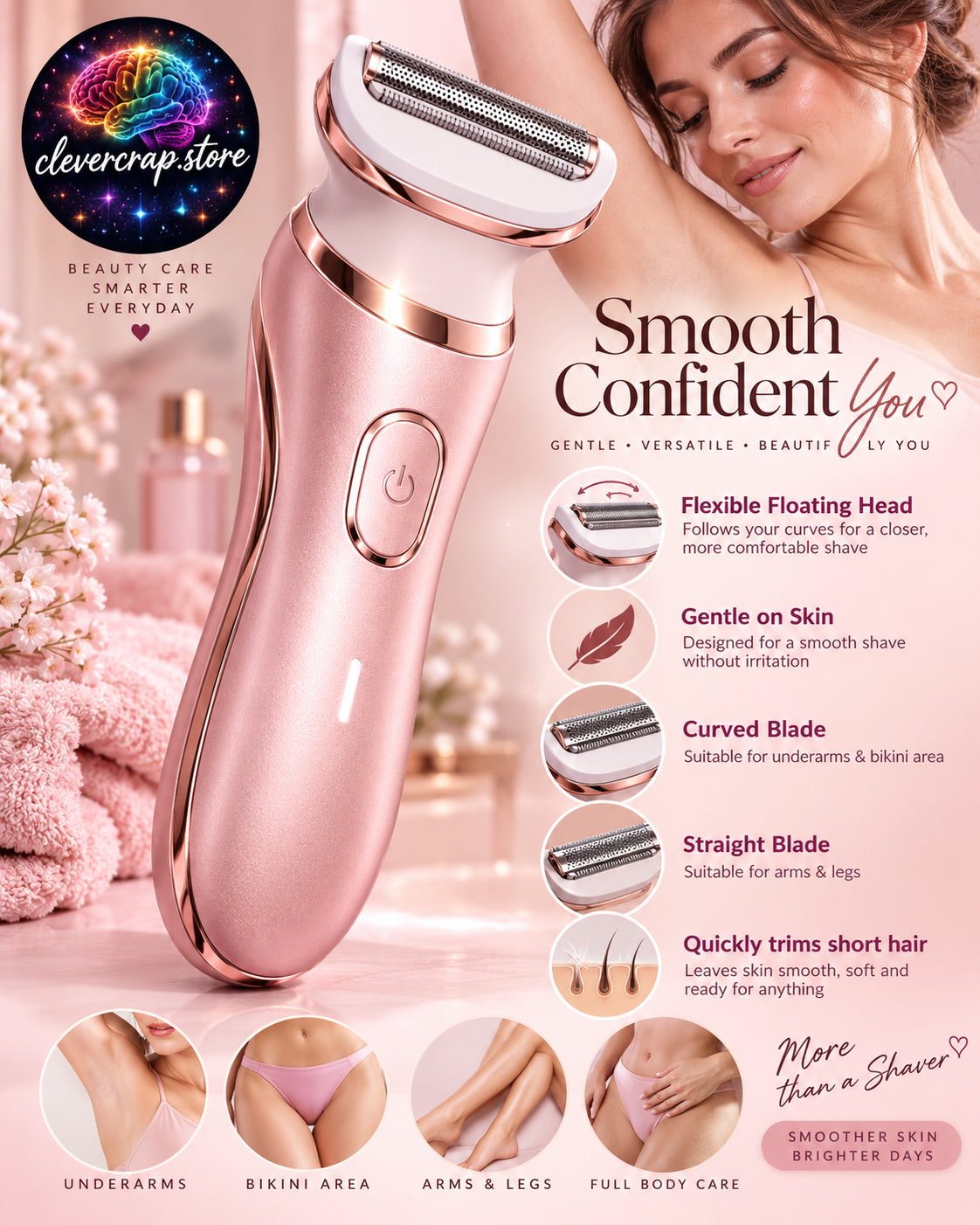 All-in-One Women's Electric Shaver – Silky Smooth Skin, Anytime You Want